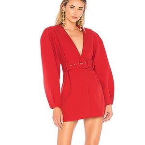 Red statement sleeve blazer dress